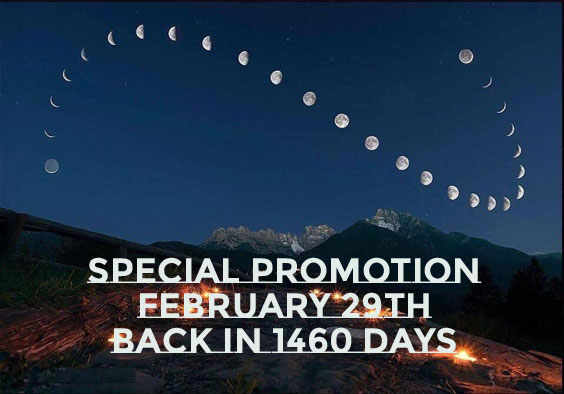 A unique day deserves a unique promotion: extrabonus in all your orders placed by February 29th!*
